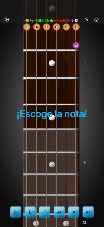 Adaptive training mode with guided fretboard practice and scoring