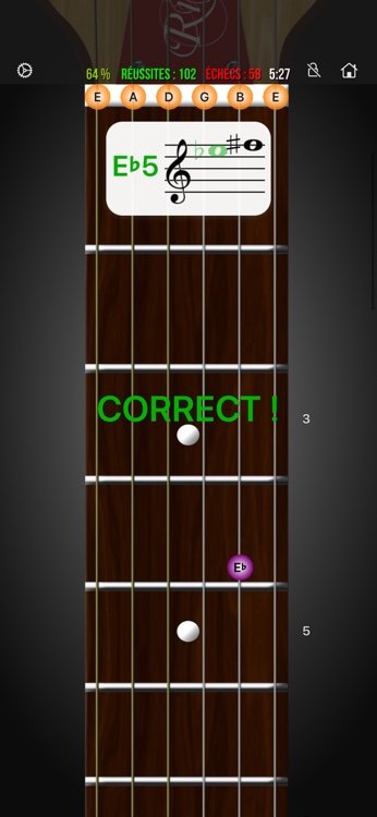 Staff learning mode mapping notation to fretboard positions
