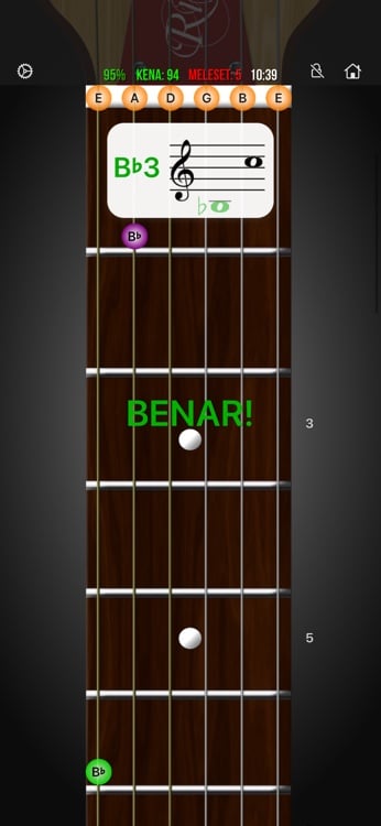 Staff learning mode mapping notation to fretboard positions