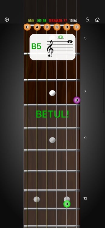 Staff learning mode mapping notation to fretboard positions