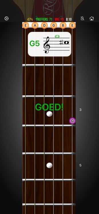 Staff learning mode mapping notation to fretboard positions