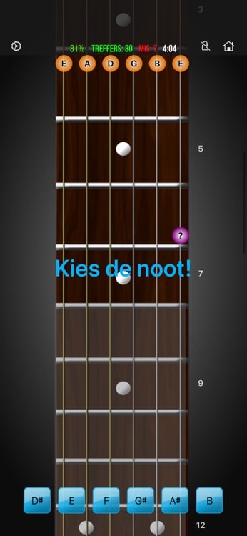 Adaptive training mode with guided fretboard practice and scoring