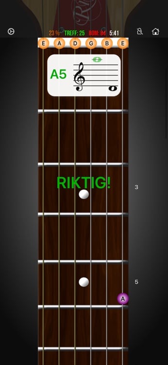 Staff learning mode mapping notation to fretboard positions