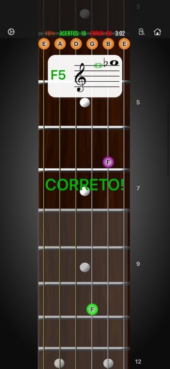 Staff learning mode mapping notation to fretboard positions