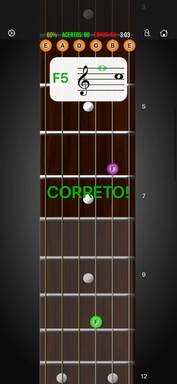 Staff learning mode mapping notation to fretboard positions