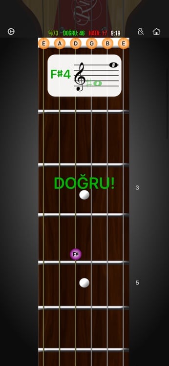 Staff learning mode mapping notation to fretboard positions