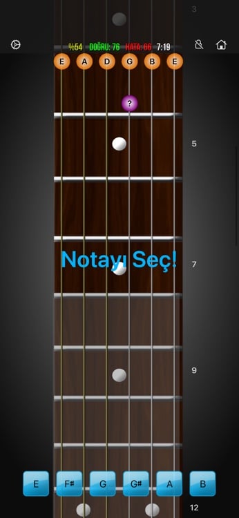 Adaptive training mode with guided fretboard practice and scoring